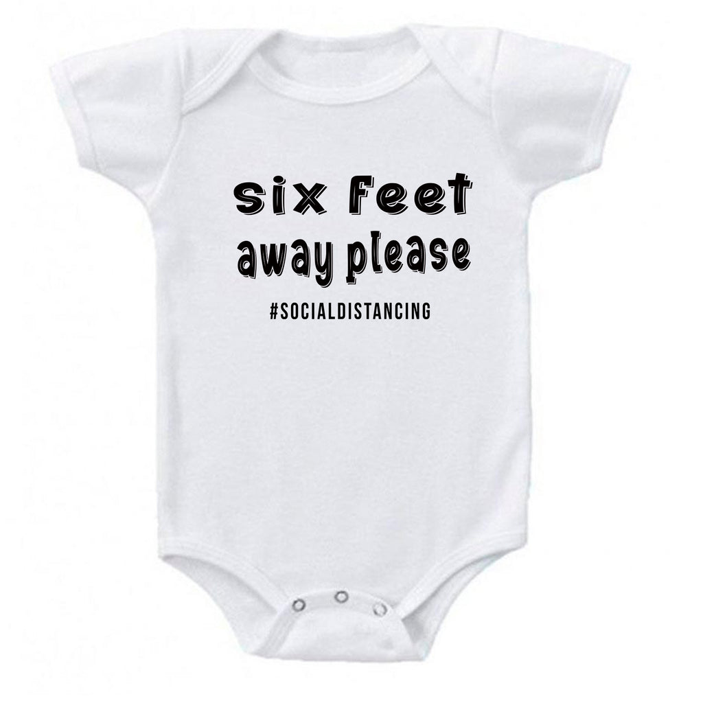 Ink Trendz® Six Feet Away Please Social Distancing Quarantine   Baby-Toddler One-piece Bodysuit