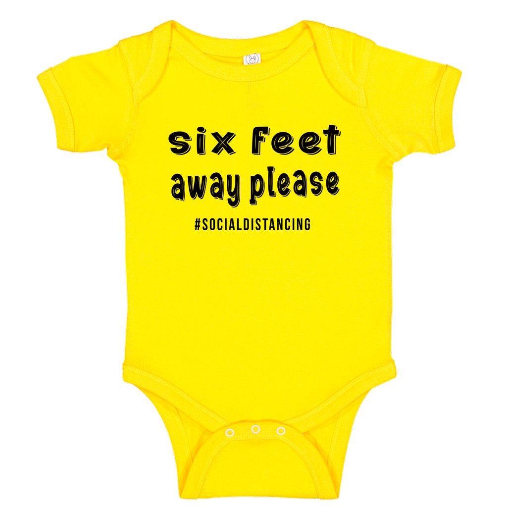 Ink Trendz® Six Feet Away Please Social Distancing Quarantine   Baby-Toddler One-piece Bodysuit