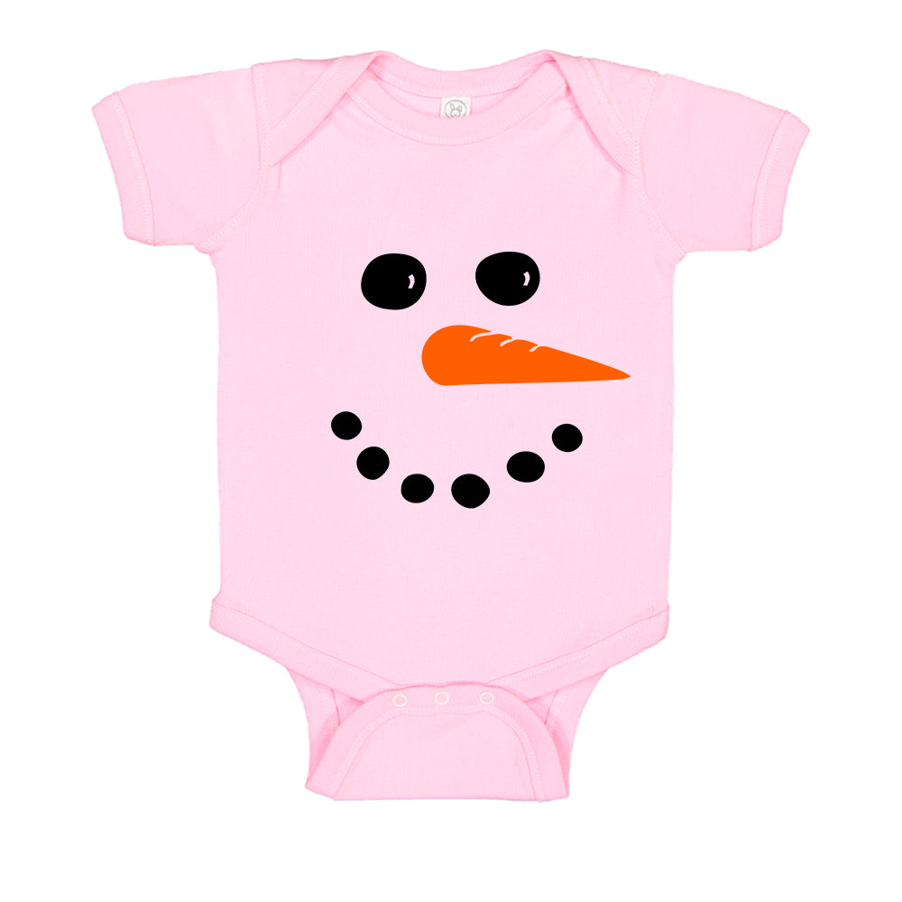 Winter Snowman Carrot Face Christmas Baby Bodysuit