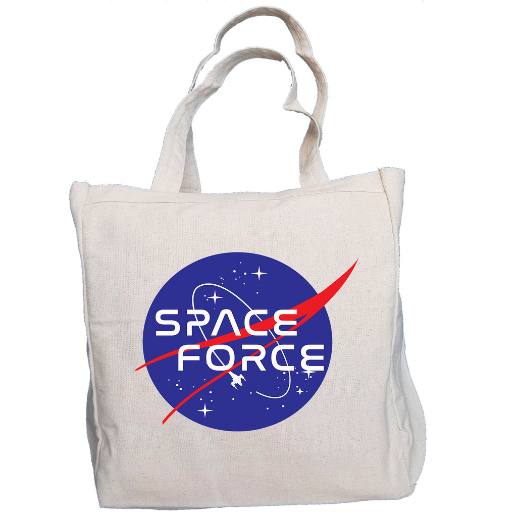 SPACE FORCE USSF NASA Style Pew-Pew Meatball 10oz. Natural Canvas Cotton Tote