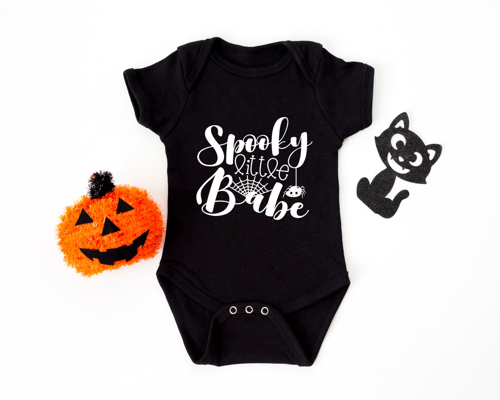 Ink Trendz®  Spooky Little Babe Cute Halloween Baby Girl Bodysuit Romper