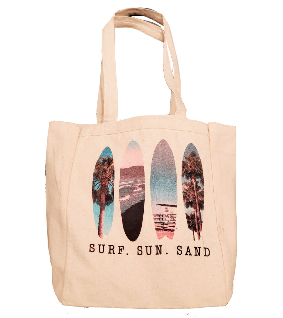 LPG Apparel Co. Surf. Sun. Sand. Surfing Themed  10oz. Natural Canvas Cotton Tote