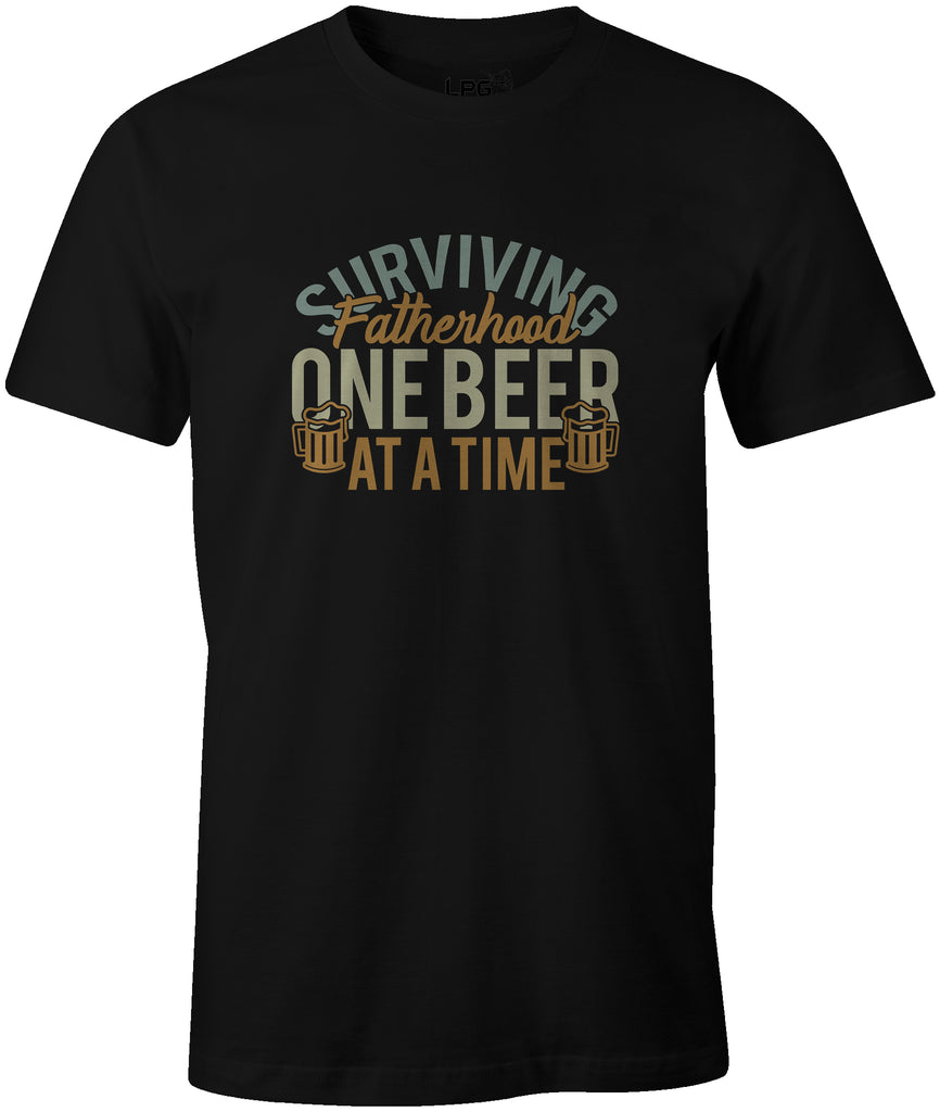 Ink Trendz Surviving Fatherhood One Beer at a Time Fathers Day T-Shirt