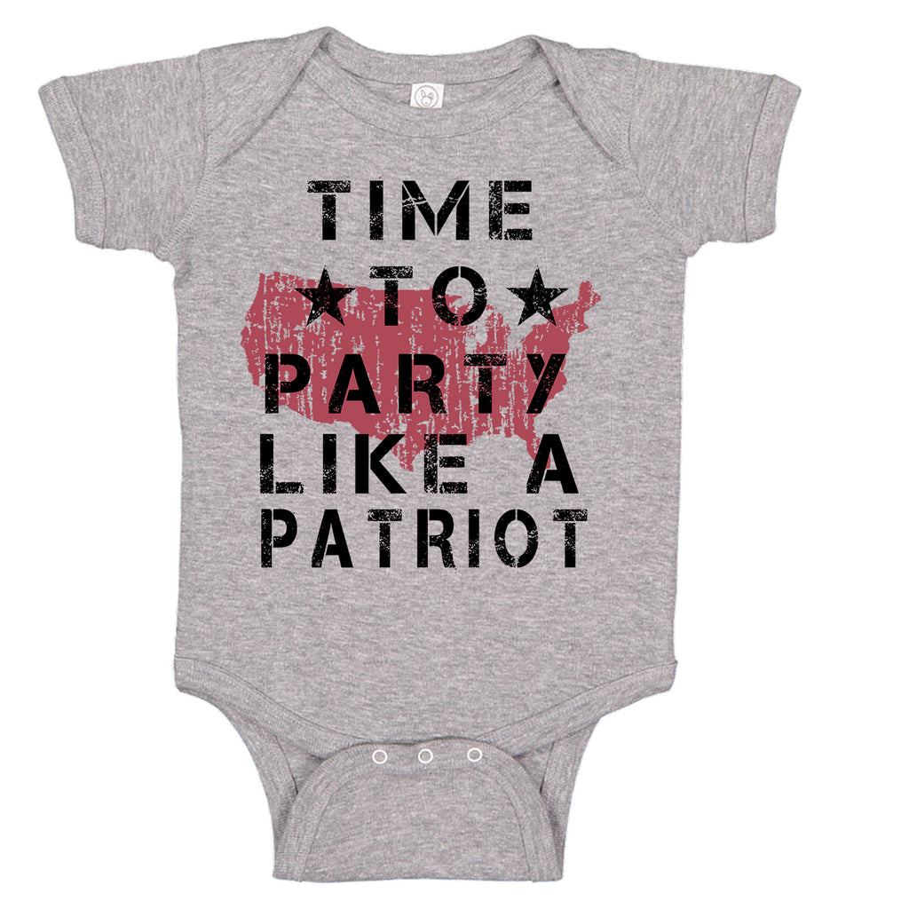 Ink Trendz Time to Party Like a Patriot Military Bodysuit Baby Bodysuit