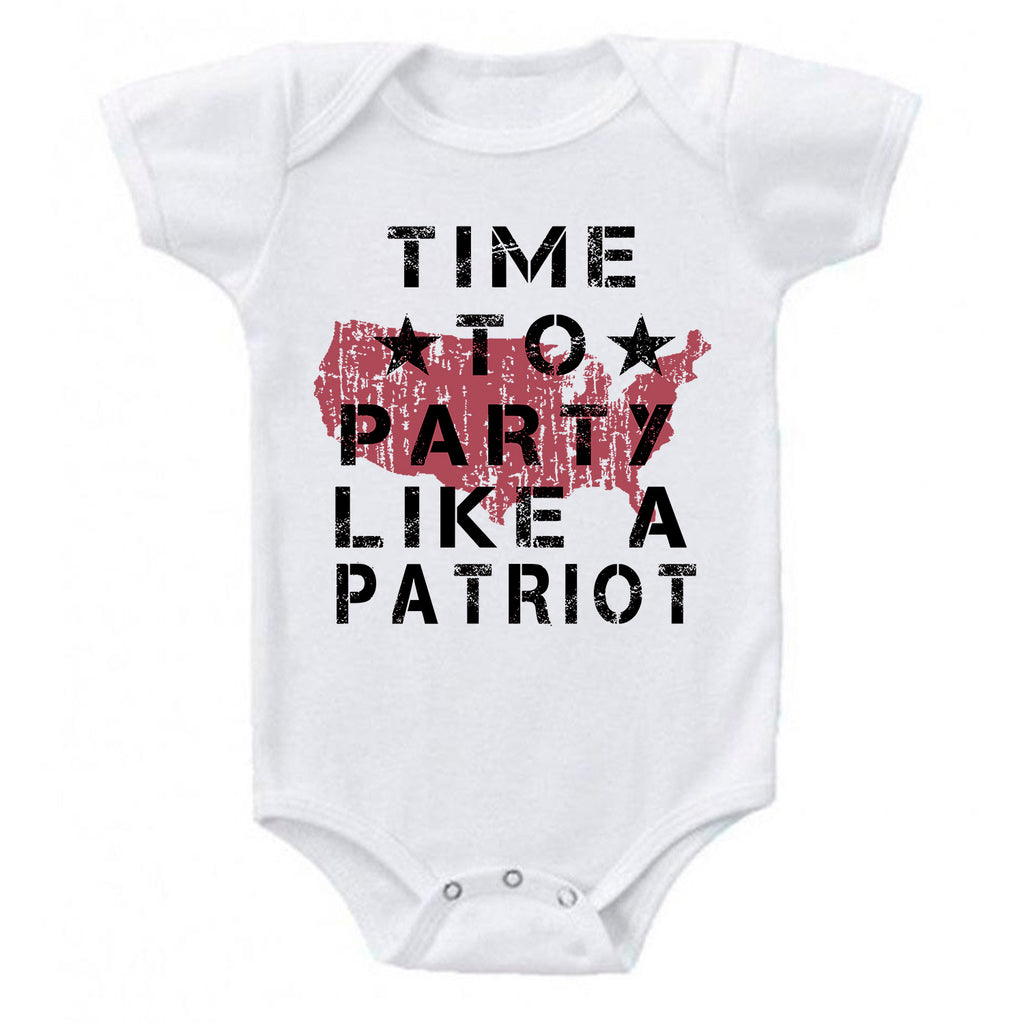 Ink Trendz Time to Party Like a Patriot Military Bodysuit Baby Bodysuit
