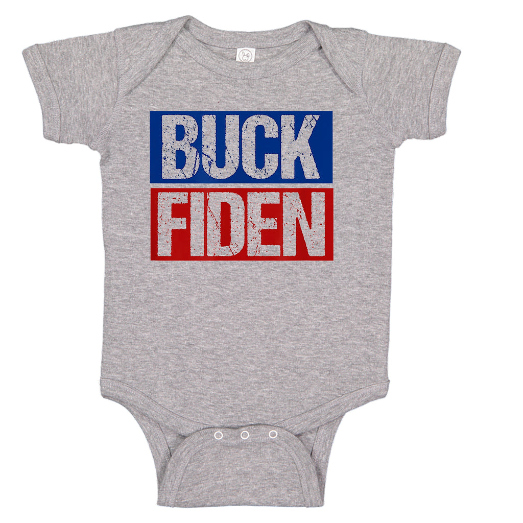 Ink Trendz® Buck Fiden Funny One-piece Baby Bodysuit, joe biden onesie, trump onesie