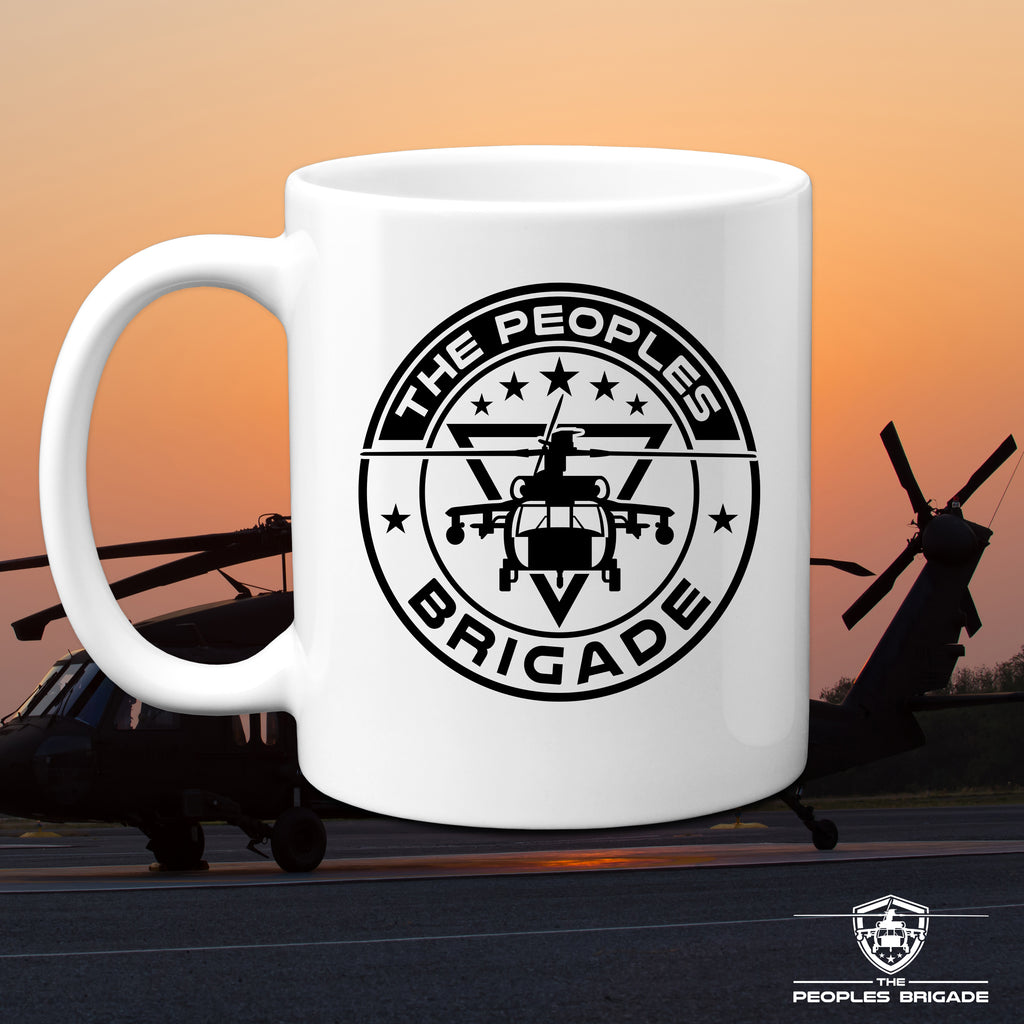 The Peoples Brigade Black Hawk Circle Logo 11 Oz. Coffee Mug Cup, Patriotic Coffee Mug, Blackhawk Helicopter Mug, Veteran Mug, Military Mug