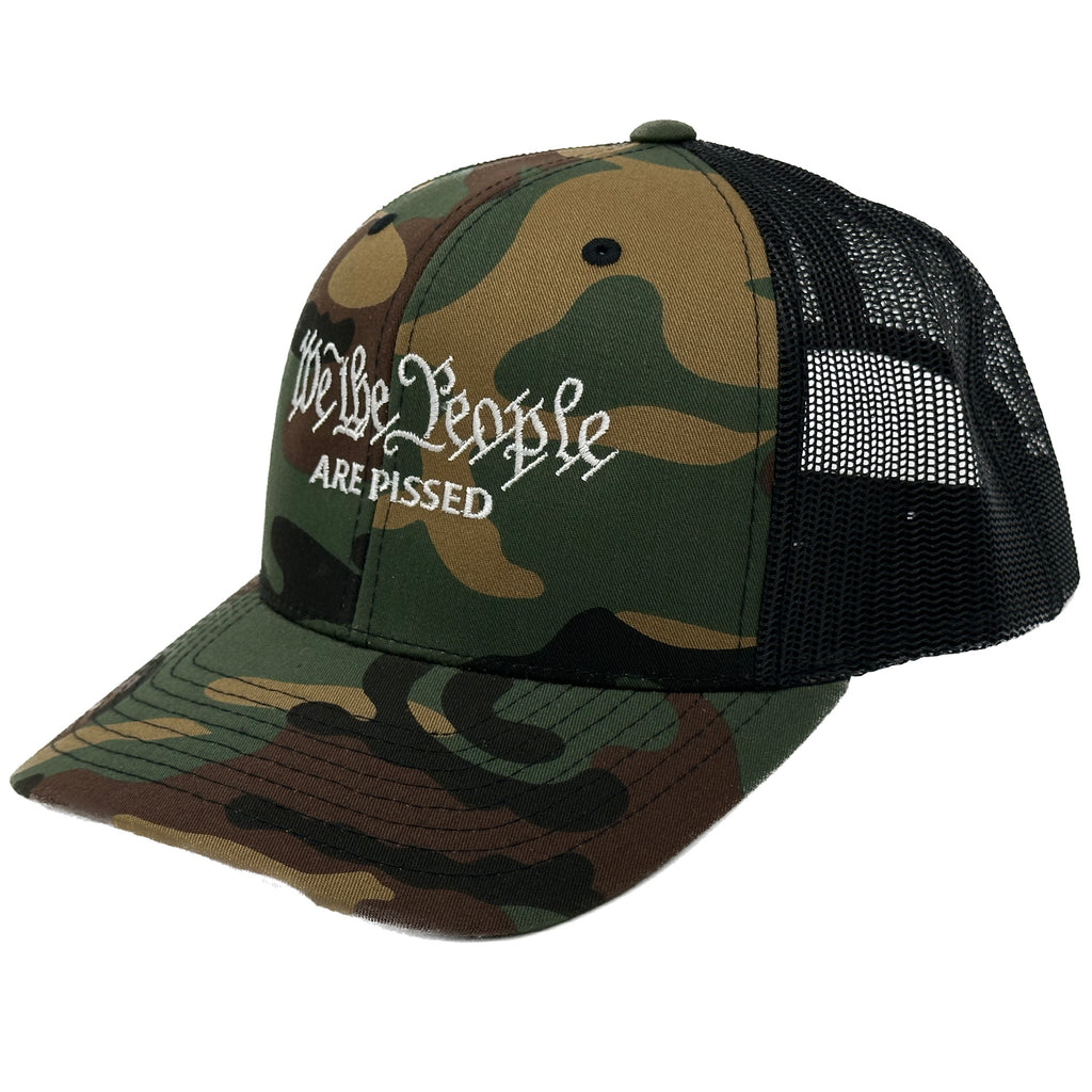 The Peoples Brigade We The People are Pissed Trucker Snapback Baseball Hat, Funny Parody Hat, FJB Hat, Trump Hat, We the People Hat Coyote Hat, Texas Hat, Camo Hat, Camouflage Hat, Hunting Hat