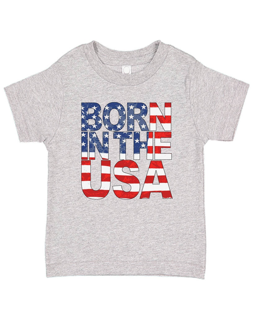 BORN IN THE USA Patriotic Merica Themed Toddler T-Shirt