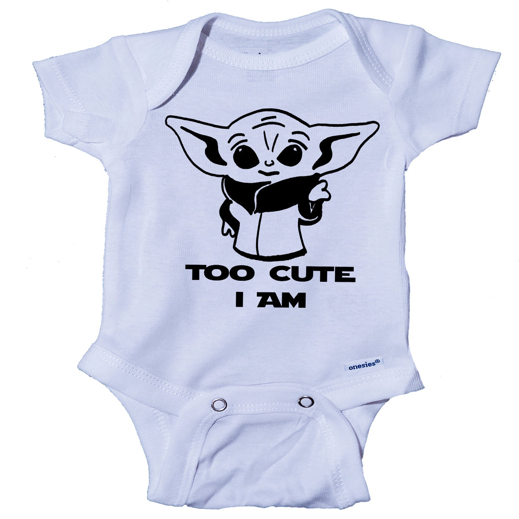 Ink Trendz® Too Cute I Am Funny Baby Onesie® One-Piece Bodysuit Cute Baby Yoda star wars themed Onesies