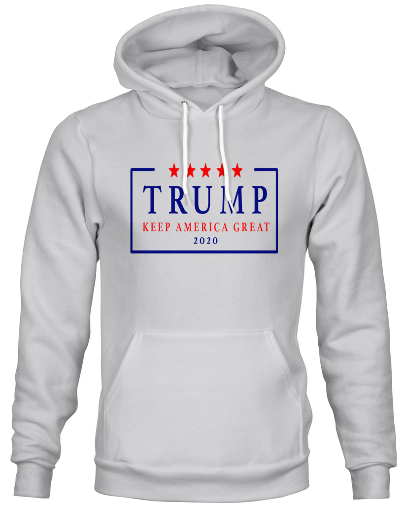 Ink Trendz® Donald Trump 2020 Campaign USA Keep America Great Hoodie Sweatshirt Heather Grey TRUMP, MAKE AMERICA GREAT AGAIN HOODIE, MAGA Hoodie