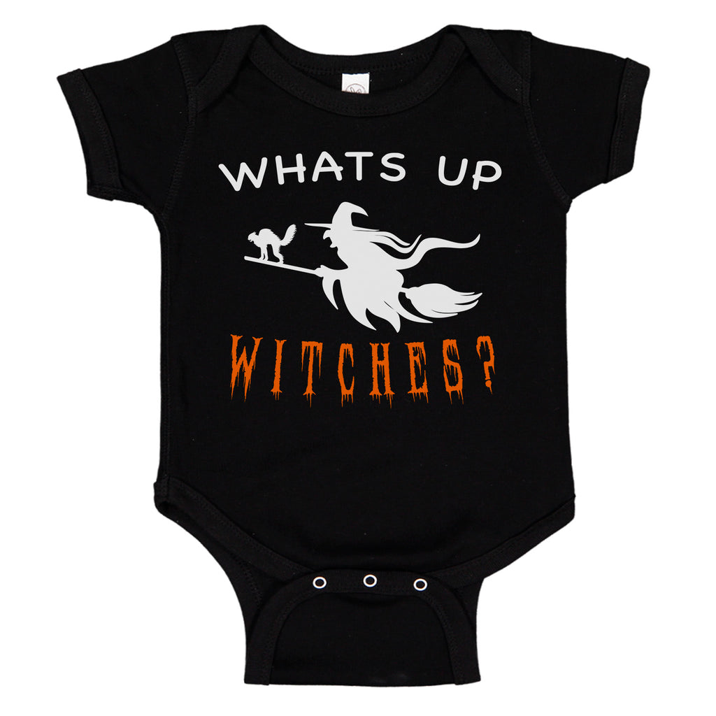 WHATS UP WITCHES Broom Stick Witch Themed Halloween Costume Bodysuit Romper