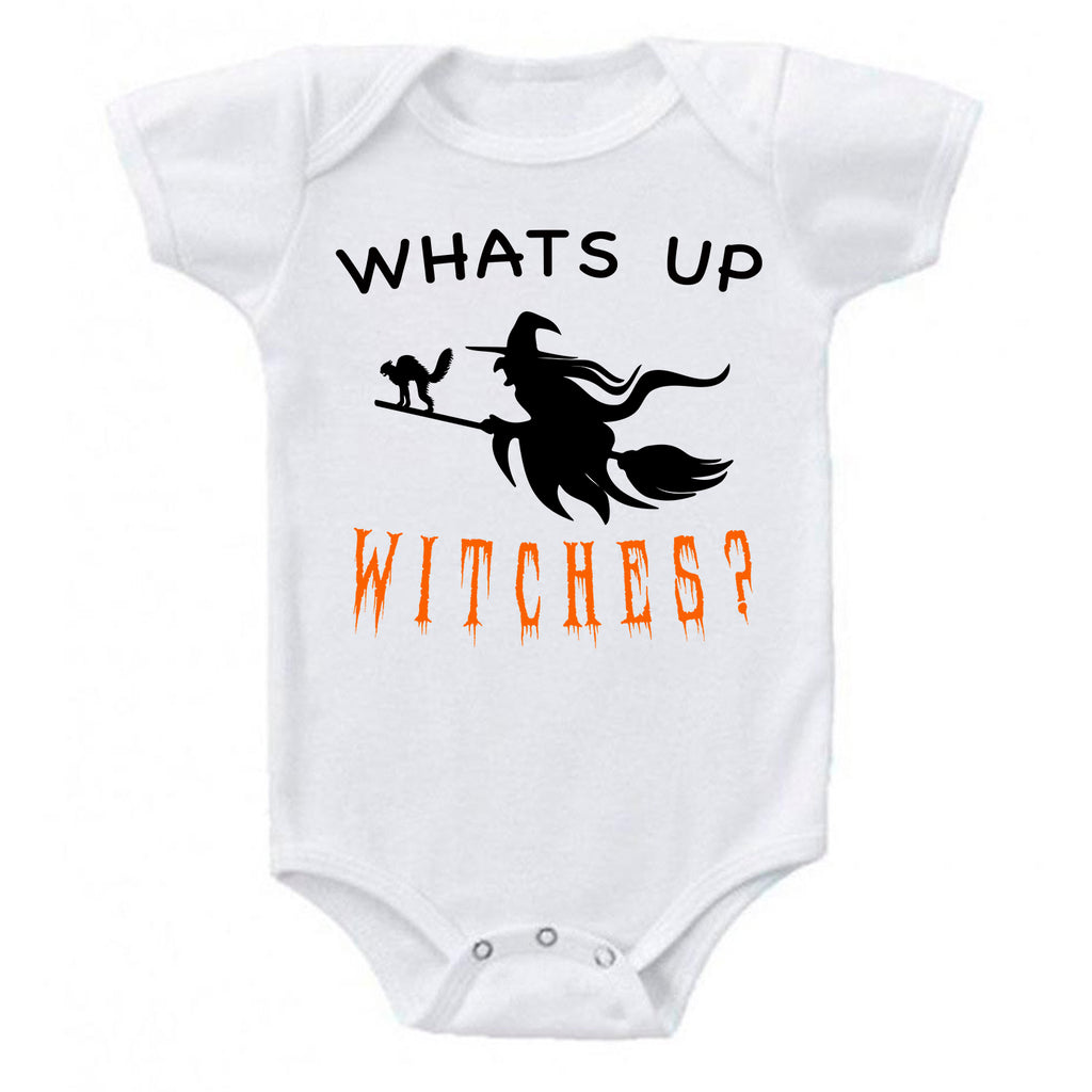 WHATS UP WITCHES Broom Stick Witch Themed Halloween Costume Bodysuit Romper