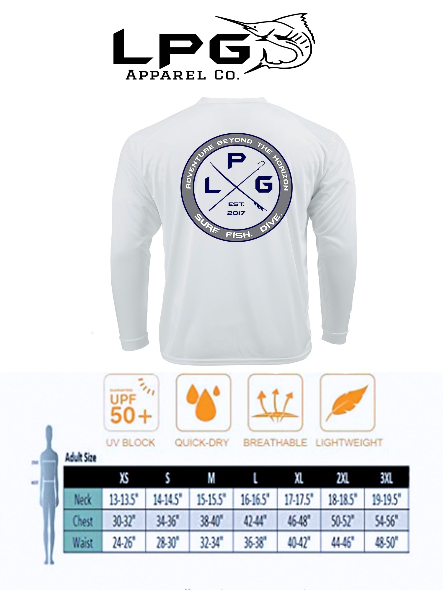 LPG Apparel Co. Grander Long Sleeve Fishing Shirt for Unisex UPF 50 Dr –