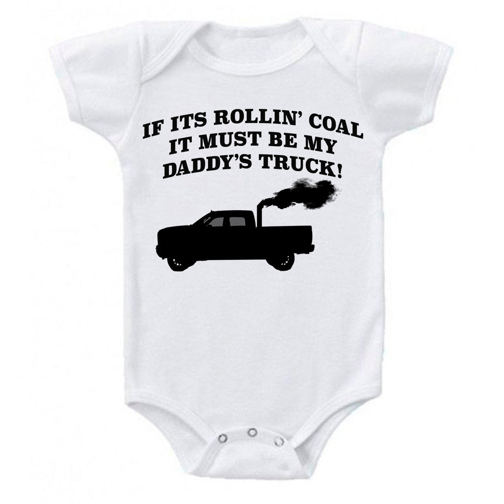 Snappy Suits My Daddy's Rollin Coal 4x4 Diesel Pickup Truck Short Sleeve Baby Creeper 1Z Infant Suit Romper