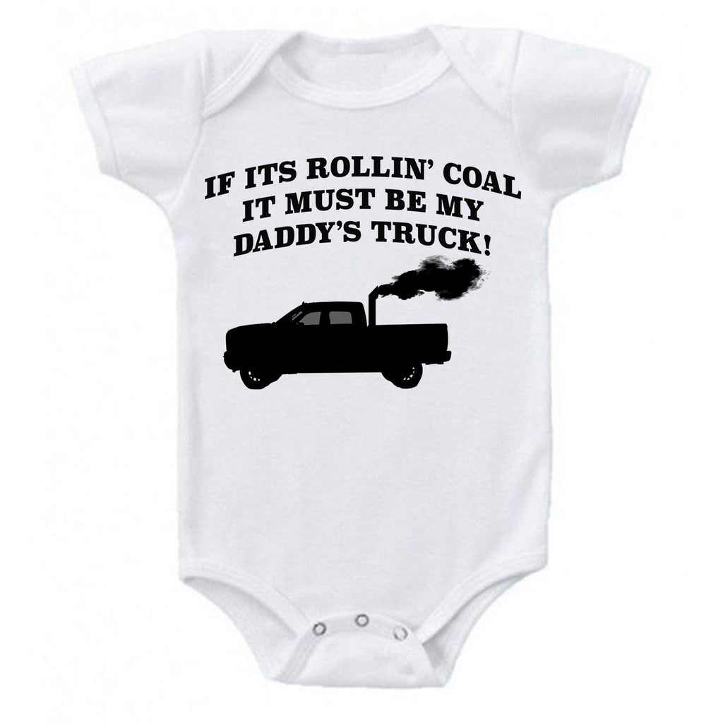 My Daddy's Rollin Coal 4x4 Diesel Pickup Truck Short Sleeve Baby Bodysuit