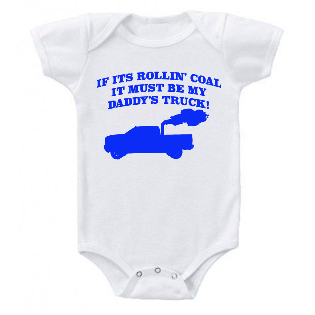 Snappy Suits My Daddy's Rollin Coal 4x4 Diesel Pickup Truck Short Sleeve Baby Creeper 1Z Infant Suit Romper