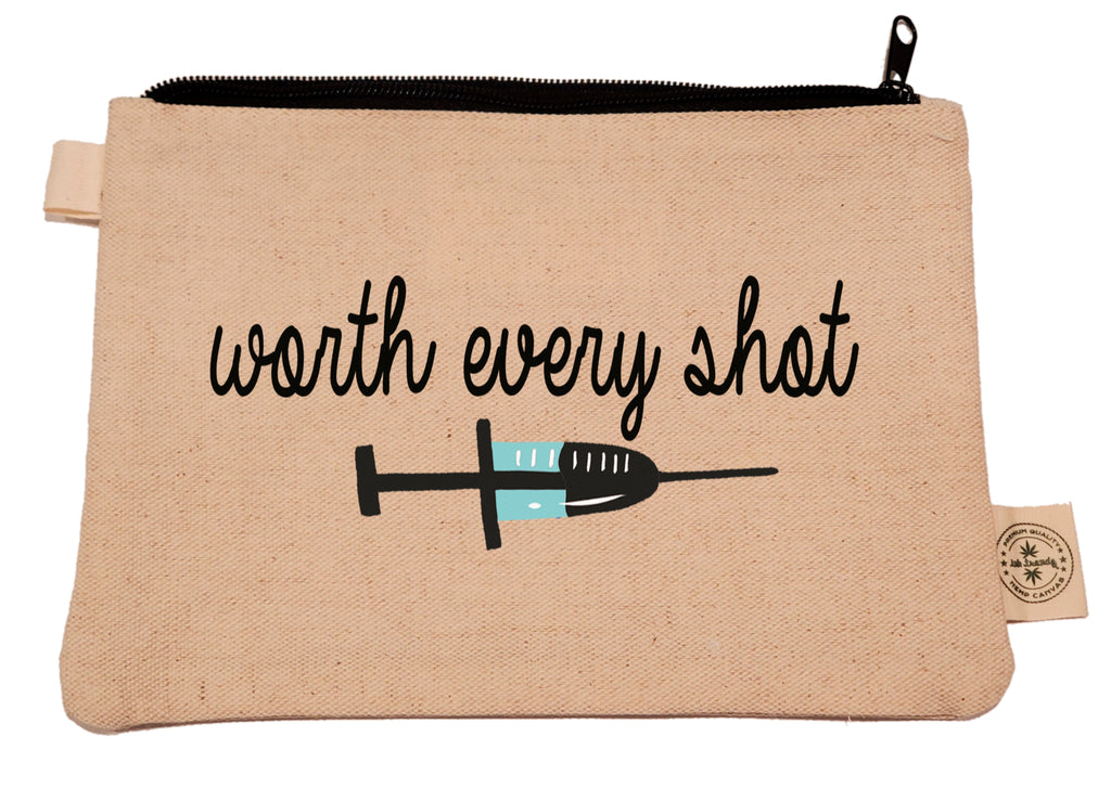 Ink Trendz® IVF Warrior 9" x 7" Makeup Zipper Hemp Canvas Zipper Pouch, Medicine bag, IVF Bag, IUI Bag, IVF Shots