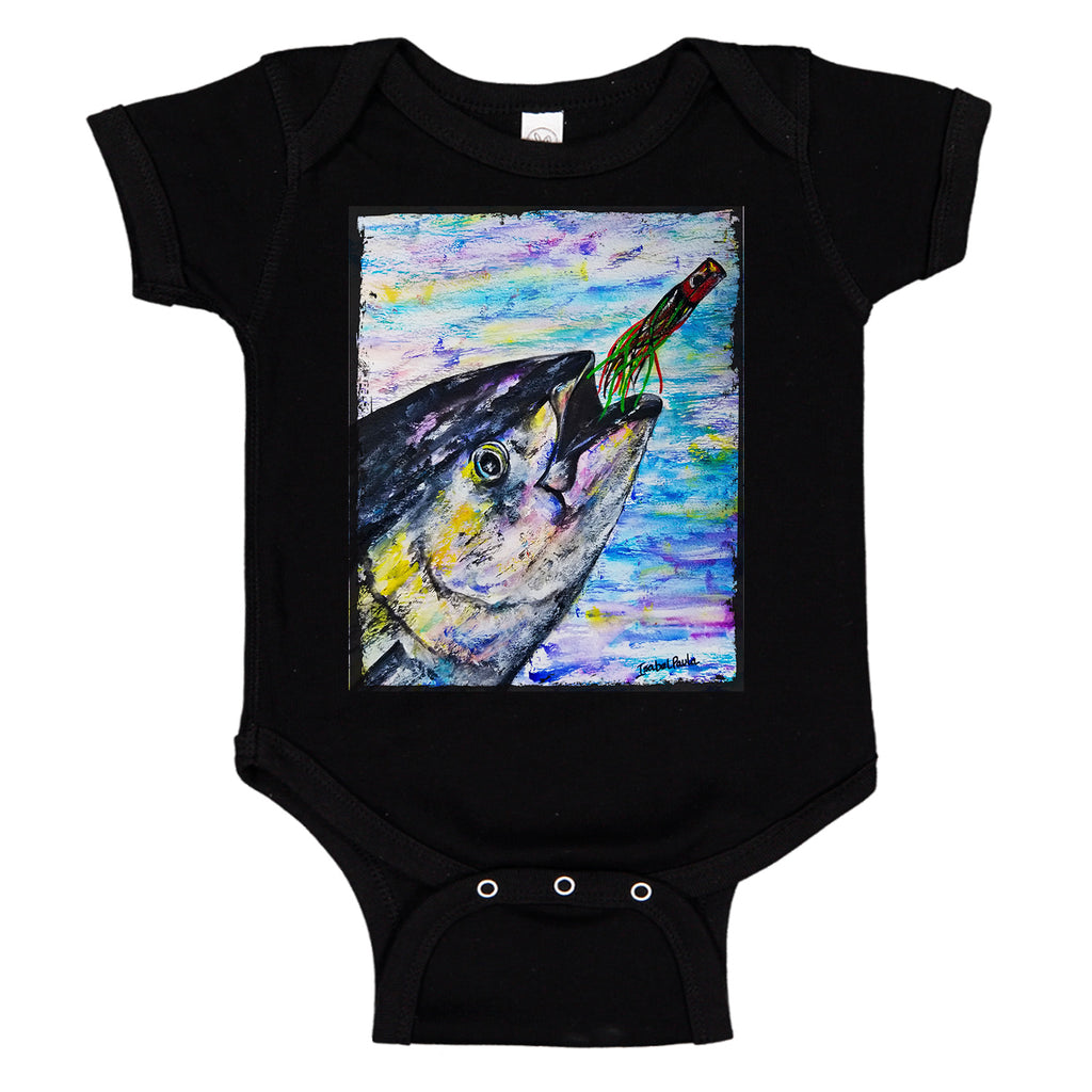 Yellowfin Tuna Chasing Lure Fishing Baby Bodysuit