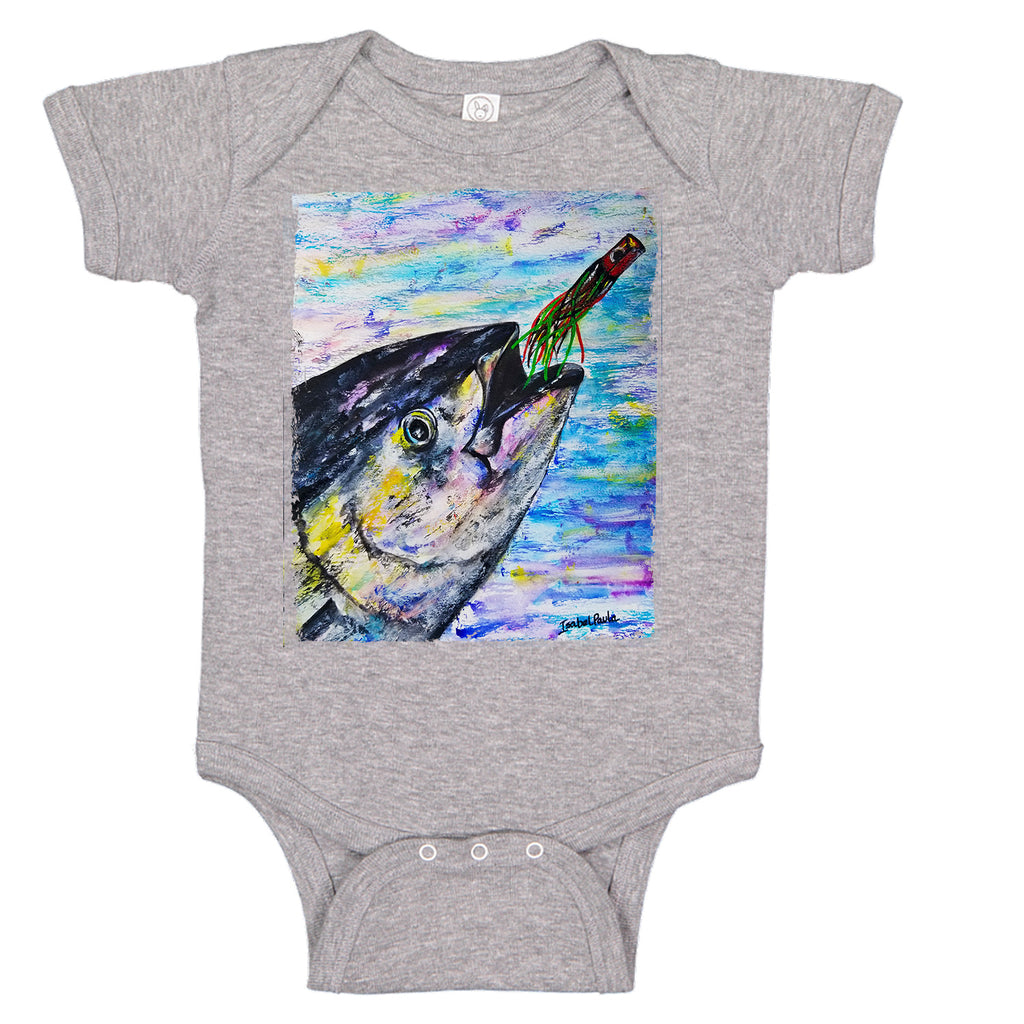 Yellowfin Tuna Chasing Lure Fishing Baby Bodysuit