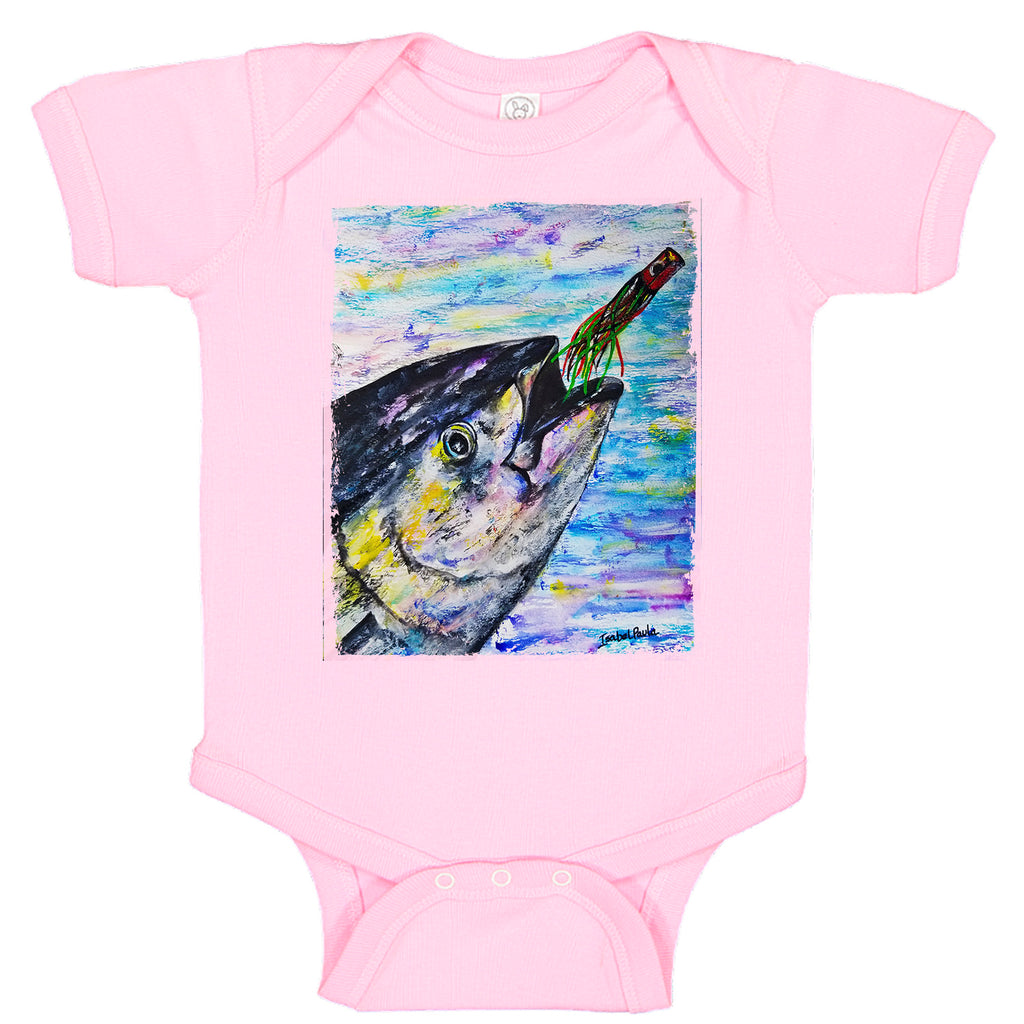 Yellowfin Tuna Chasing Lure Fishing Baby Bodysuit