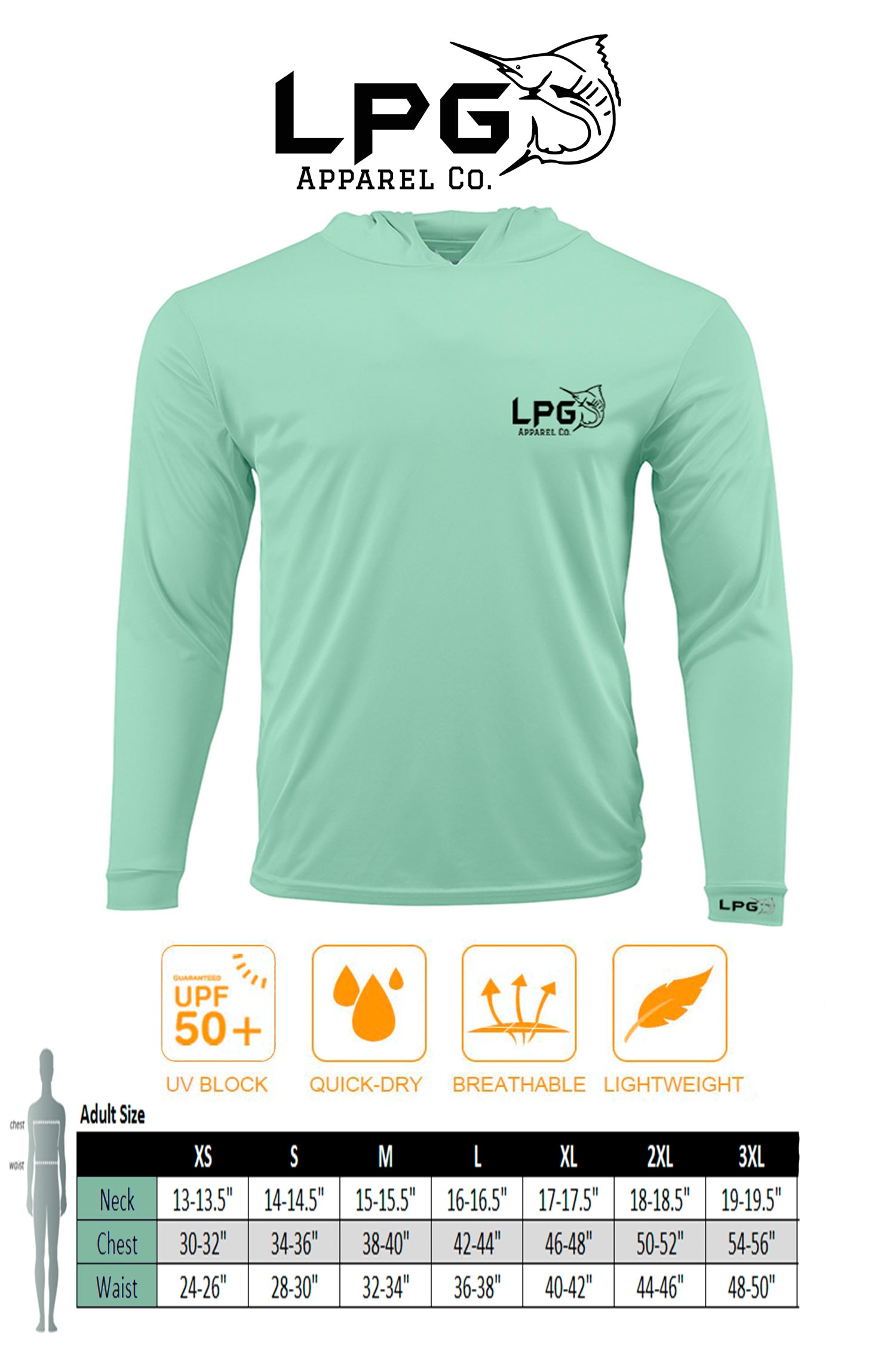 LPG Apparel Co. Performance Fishing Hoodie UPF 50+ Dri-Fit Shirt –