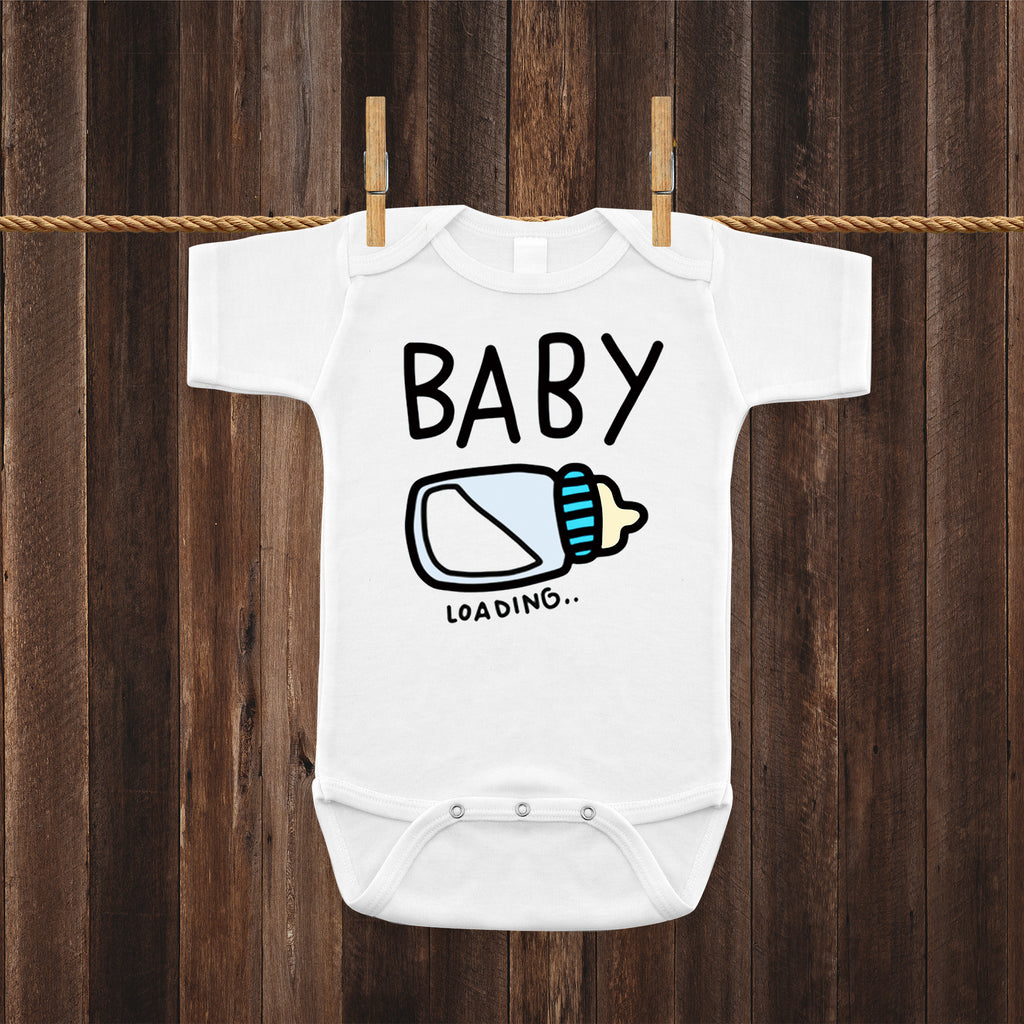 Ink Trendz Baby Loading Baby Boy Bottle Pregnancy Reveal Announcement Baby Romper Bodysuit