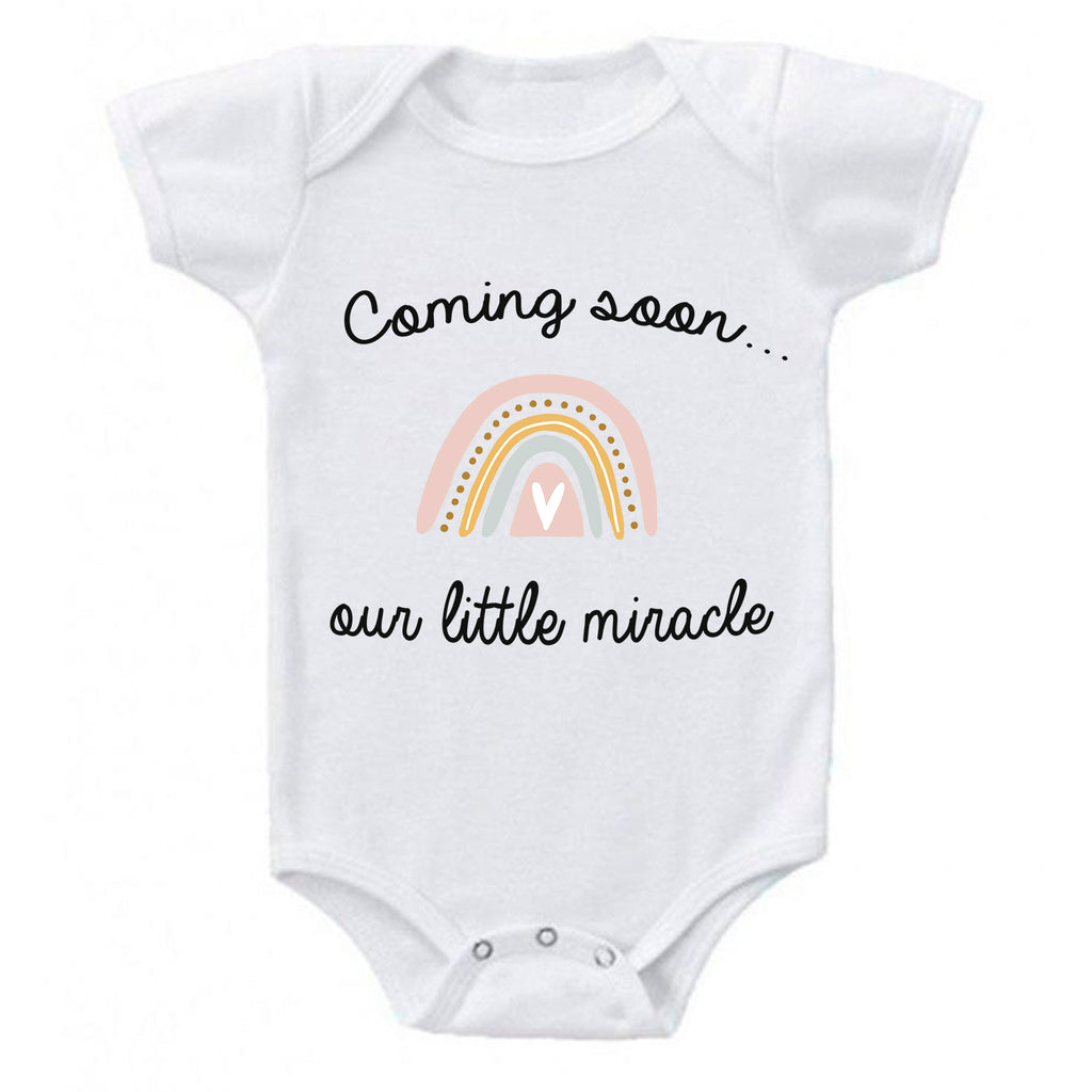 Ink Trendz® Our Little Miracle Pregnancy Reveal Announcement Baby Romper Bodysuit