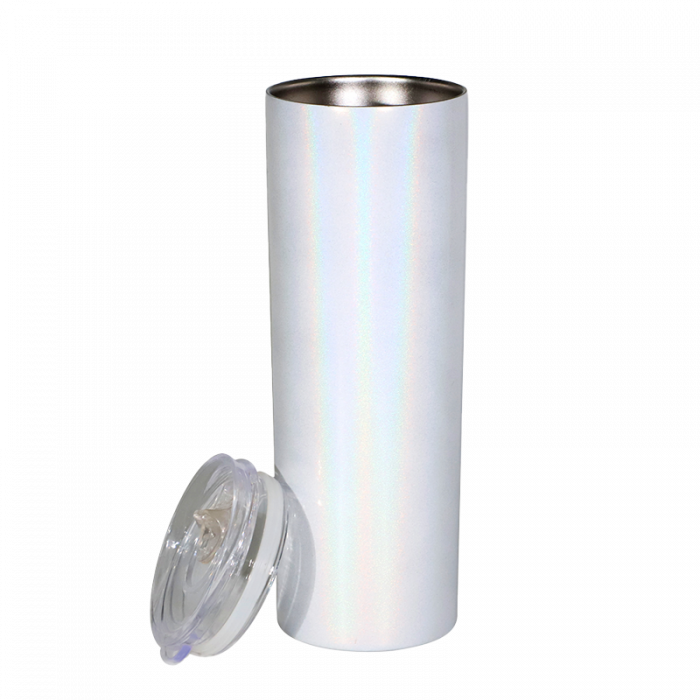 Blank STRAIGHT 20 oz Shimmer Sublimation Tumbler (Non-Tapered) with Straw and Heat-shrink
