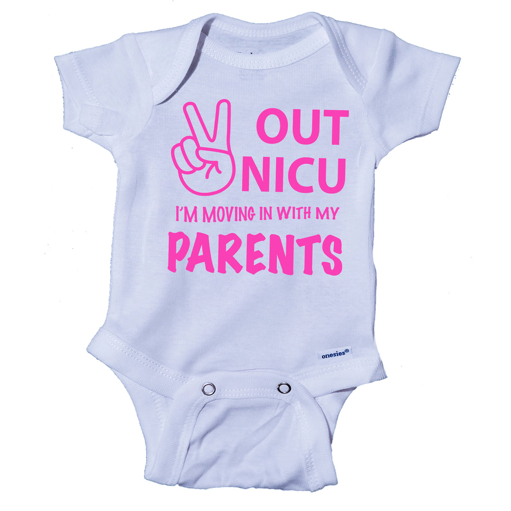 Ink Trendz Peace Out NICU I'm Going Home With My Parents- Miracle Baby- NICU Baby Onesie® One-Piece Bodysuit- Ink Trendz