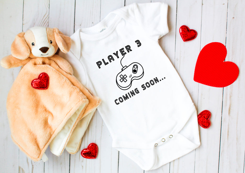 Ink Trendz® Player 3 Coming Soon... Baby announcement Infant Onesie®  Bodysuit Romper