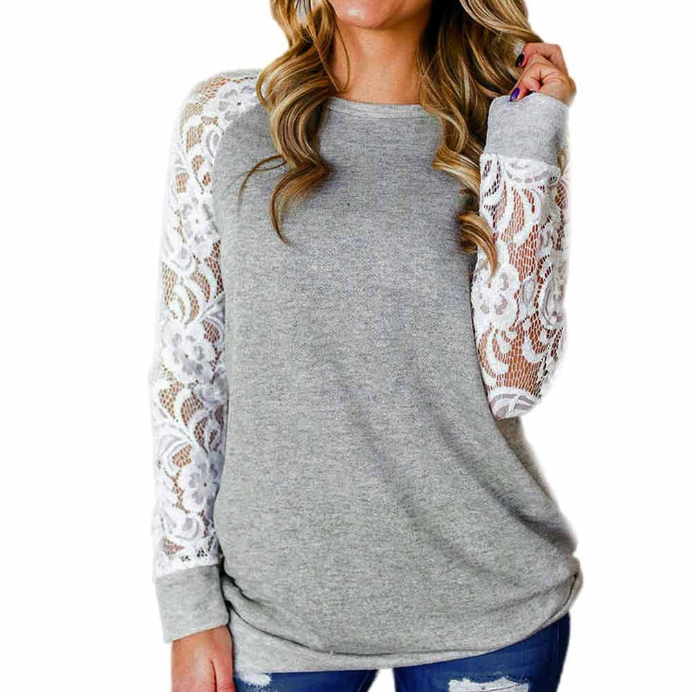 Ink Trendz Women’s Fashion Lace Floral Long Sleeve Sweatshirt