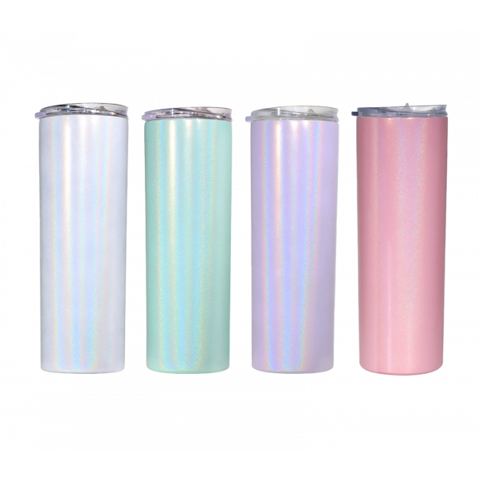 20oz Glass Sublimation Shimmer Tumbler, Can Shape W/Lid and Straw