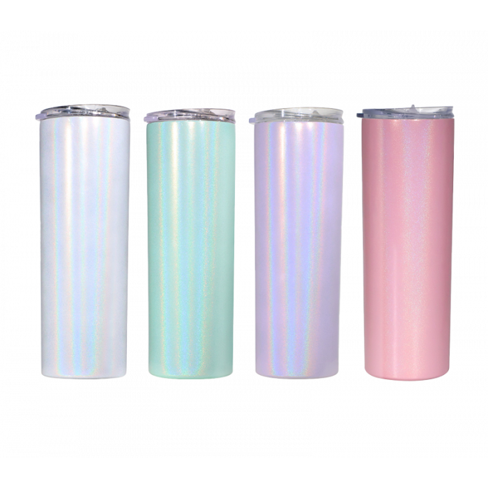 Blank STRAIGHT 20 oz Shimmer Sublimation Tumbler (Non-Tapered) with Straw and Heat-shrink