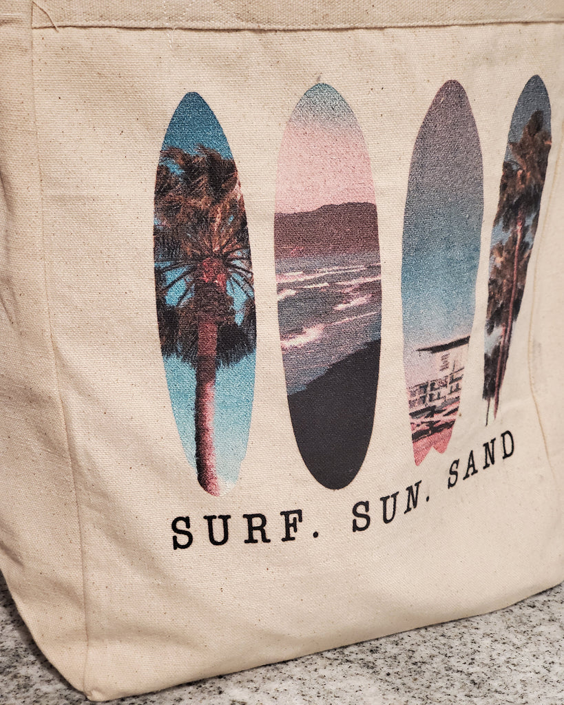 LPG Apparel Co. Surf. Sun. Sand. Surfing Themed  10oz. Natural Canvas Cotton Tote