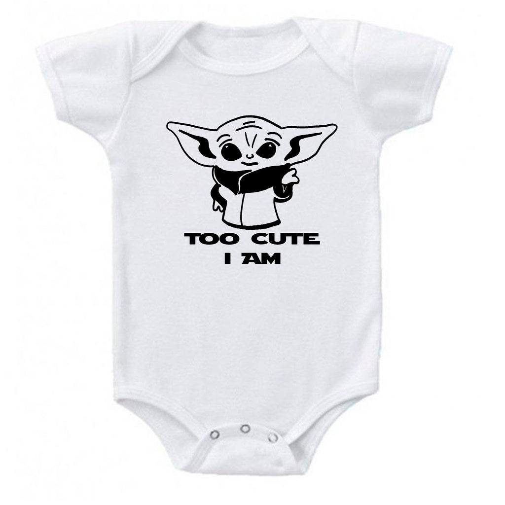 Ink Trendz® Too Cute Am I Baby Yoda Funny Baby One-Piece Bodysuit baby onesie, star wars onesie, star wars baby, baby yoda onesie