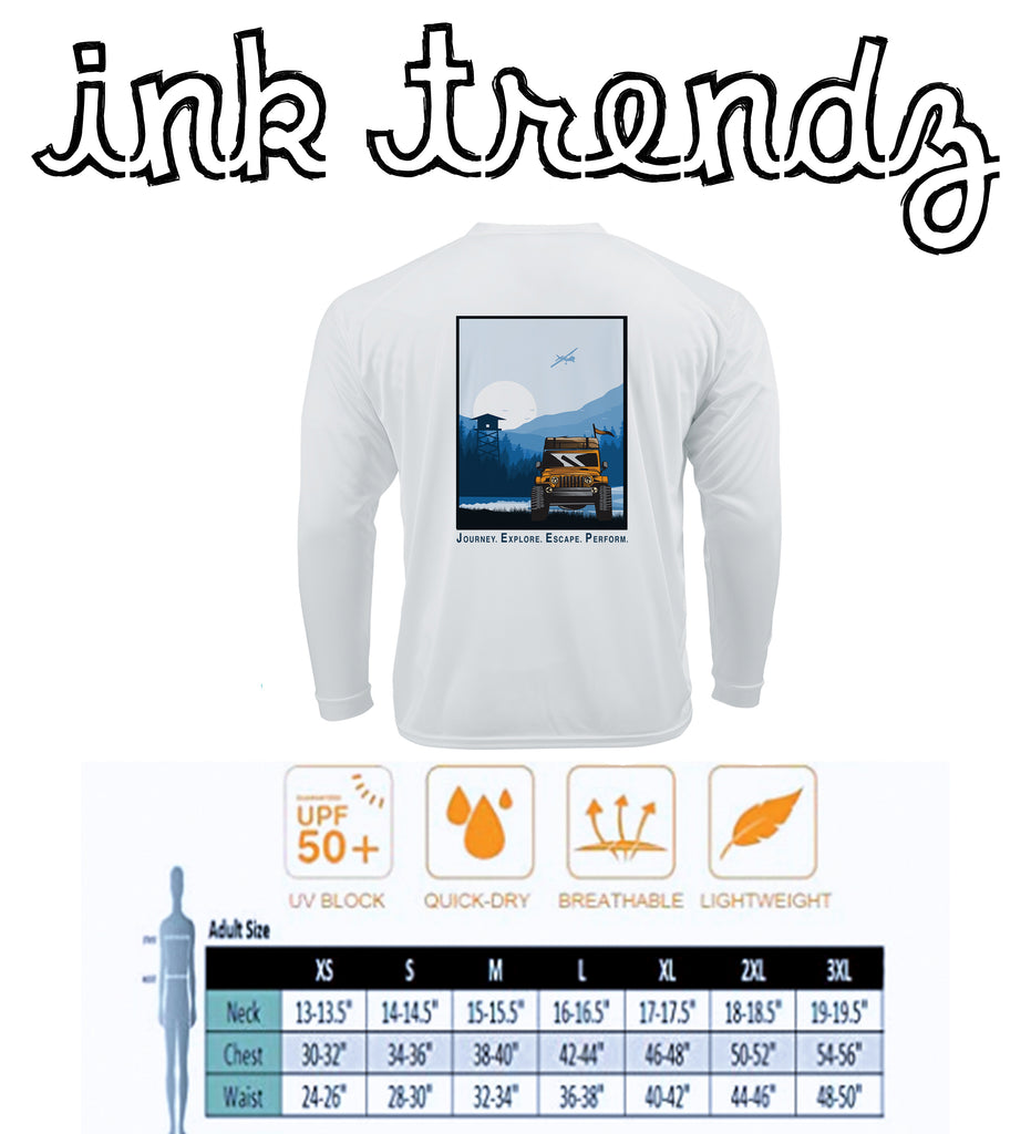 Ink Trendz Yeep Life Journey. Explore. Escape. Perform.  4x4 Off Roading UPF 50+ Dri-Fit Long Sleeve Performance T-Shirt