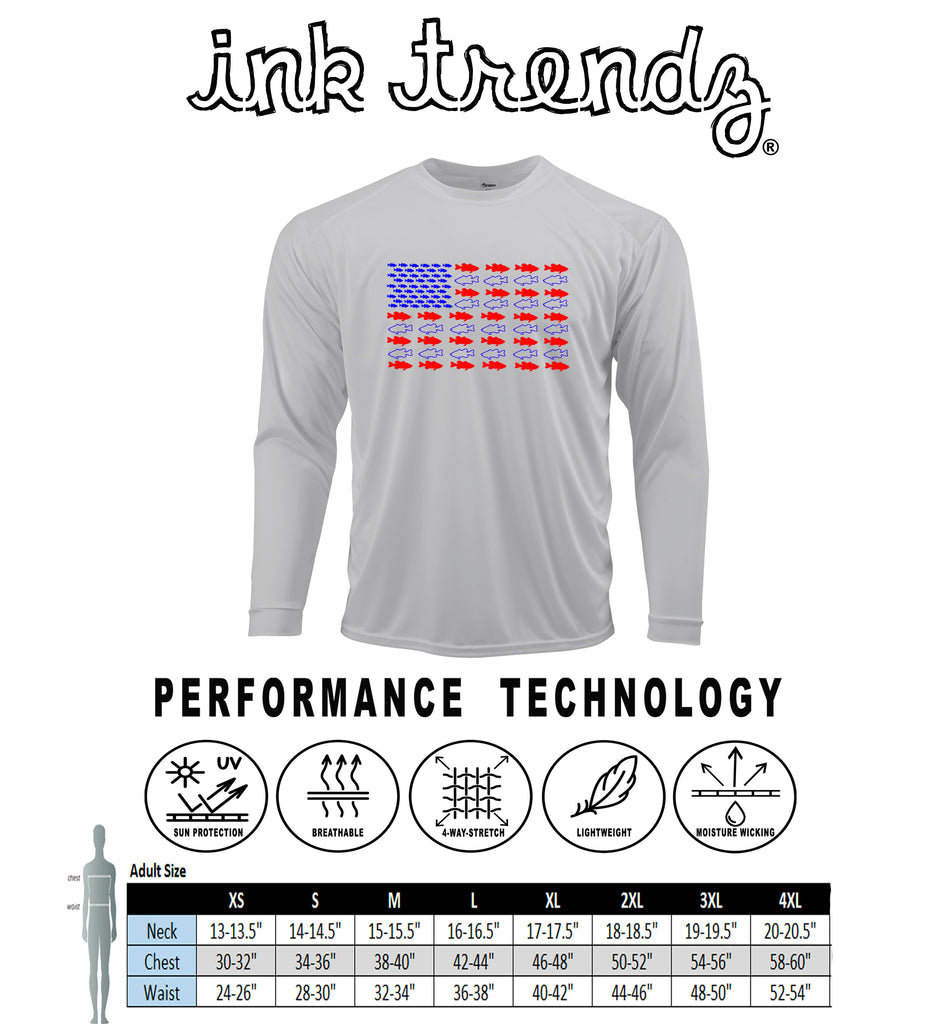 Ink Trendz American Flag Bass Fishing UPF 50+ Performance T-Shirt